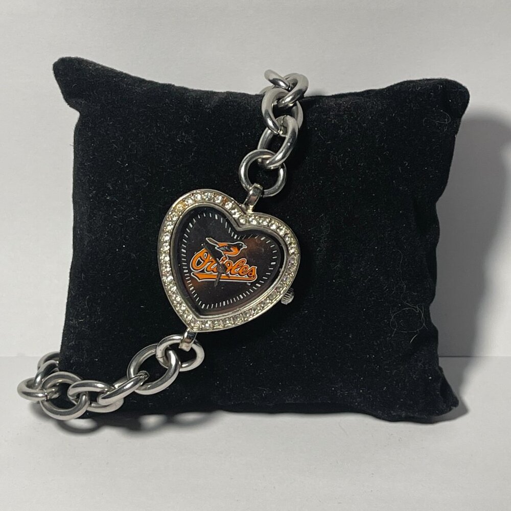Baltimore Orioles MLB Heart Stainless-Steel Bracelet Watch by Game Time NEW